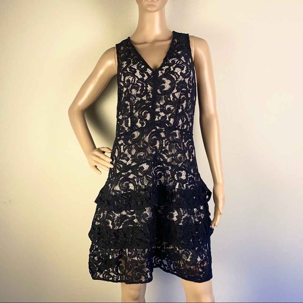 NEW MICHAEL MICHAEL KORS DARK NAVY LACE TIERED MINI DRESS - Picture 2 of 8